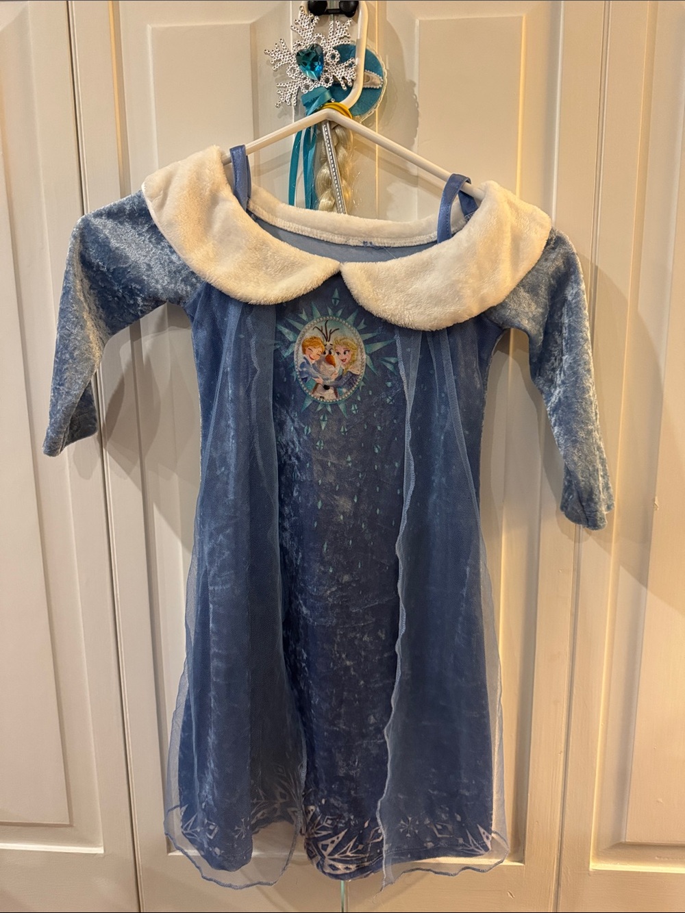Girls' Frozen Elsa Costume Dress with Braid and Wand